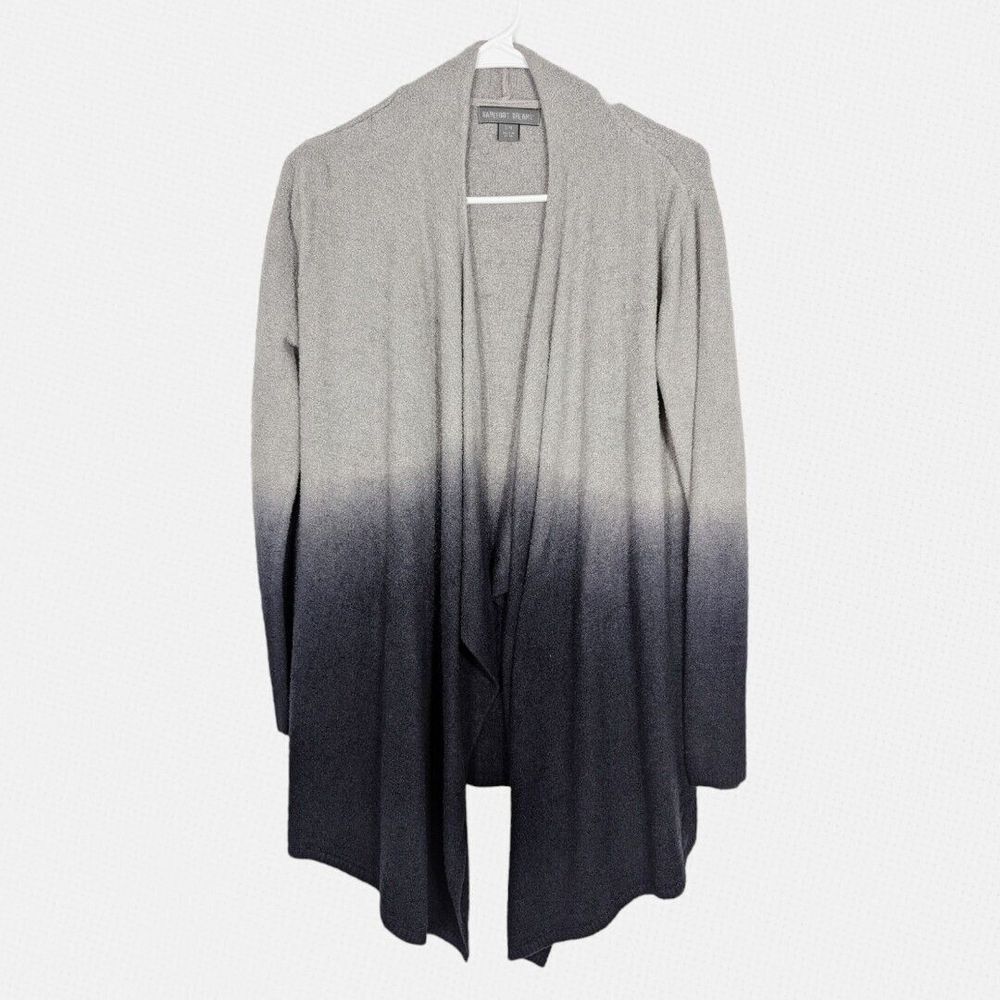 BAREFOOT‎ DREAMS Cardigan L Calypso Bamboo Chic Lite Open Front Gray Navy Ombre